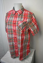 The North Face Red Olive Plaid Button-Front Short Sleeve Camp Shirt - Me... - $28.45