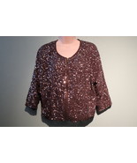 SPARKLE &amp; FADE Womens Half Sleeve Full Zip Sequined Blouse Size M - $7.59