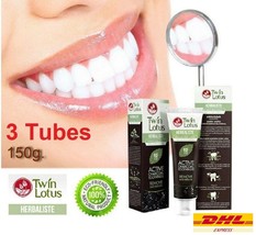 3 Twin Lotus Herbaliste Active Charcoal Herbs Thai Toothpaste Triple Action 150g - £30.03 GBP