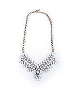 Vintage-Inspired White Boho Statement Necklace, Southwestern Bohemian Style - $20.00