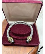 Vintage Taxco Mexico Black Onyx Twisted Sterling Silver Cable Cuff Bracelet - €96,87 EUR