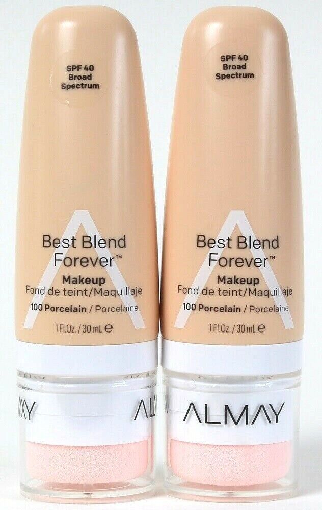 Primary image for 2 Count Almay 1 Oz Best Blend Forever 100 Porcelain SPF 40 Broad Spectrum Makeup