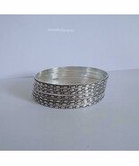Set of Seven Bangles, 925 Sterling Silver Bangle, Skinny Stackable Bangl... - €52,03 EUR
