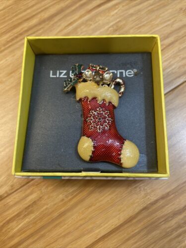 Primary image for NEW Liz Claiborne Christmas Stocking Brooch Pin Fashion Jewelry KG JD