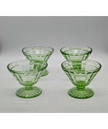 Uranium Anchor Hocking Block Optic Green  Sherbet Glass Set of 4 EVC - $55.00