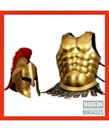 Medieval Muscle Armor Jacket With Spartan Helmet Halloween Costume - £136.56 GBP