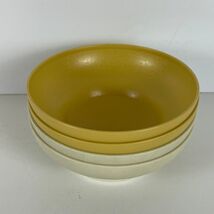 Tupperware Vintage Soup Salad Bowls Lot of 4 Mustard Cream Plastic USA #890 - $10.92
