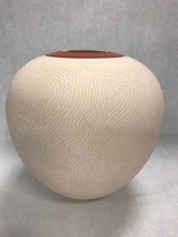 Jean Thomas Vase Handmade Pottery Art 7.5 by 7.5 inch smudge on back - £38.65 GBP