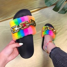 New Gold  Chain  Slippers Women Shoes Summer Slides Autumn Home Indoor Flat Sand - £21.75 GBP