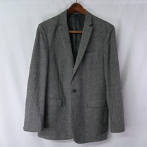 Geoffrey Beene 42L Gray Fleck Tweed Elbow Patch 2Btn Blazer Jacket Sport Coat - £31.23 GBP