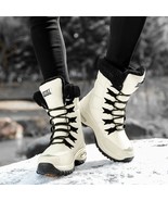 Snow Boots Women Mid-Calf Warm Fur Lined Snow Boots Cushioning Outdoor B... - £37.00 GBP