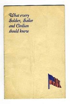 What Every Soldier Sailor and Civilian Should Know Booklet 1942 Dr C H Duncan - £58.51 GBP