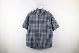Vintage Carhartt Mens Medium Distressed Spell Out Short Sleeve Button Down Shirt - £31.10 GBP