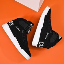 QZHSMY High Top Men&#39;s Sneakers Vulcanized Shoes Men Designer Unique Black Mens S - £49.05 GBP