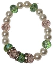 Colorful Beaded Stretchable Fashion Bracelet with Faux Pearl Accents - NEW - $55.51 MXN
