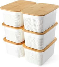 Plastic Storage Bins With Lids: 6 Pcs\. - White Plastic Storage, And Office. - £40.09 GBP