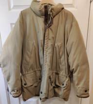 Men&#39;s Nautica Tan Brown Winter Coat Size Large Flawed-Has Leather Trim - £11.79 GBP