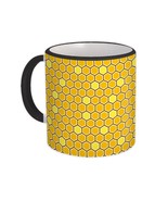 Beehive Yellow : Gift Mug Home Decor Bee Abstract Pattern Shapes Neutral - £12.57 GBP