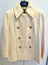 J Crew Creamy White Double Breasted 100% Wool Pea Jacket (S) - £40.45 GBP