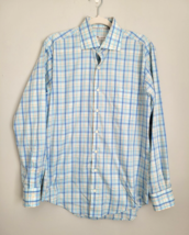 Peter Millar Crown Ease Button Up Shirt Mens Medium Blue Check - $16.10