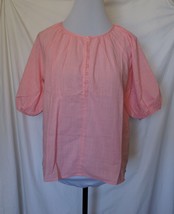 Emery Rose Shein Pink Button Front Puff Sleeve Blouse Women&#39;s Size Mediu... - £7.45 GBP