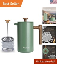 POLIVIAR 34 oz French Press Coffee Maker - Real Wood Handle &amp; Double Ins... - $60.00
