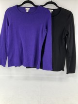 CHICOS Black &amp; Purple Tunic Sweater Top Size XS LOT of 2 Stretch Rayon L... - $14.84