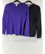 CHICOS Black &amp; Purple Tunic Sweater Top Size XS LOT of 2 Stretch Rayon L... - £11.62 GBP
