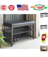 Chic Entryway Shoe Rack with Cushioned Seat - Elegant 2-Tier Storage Sol... - $2,064.53 MXN