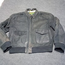 Vintage Global Identity G-III Leather Bomber Jacket Men Large Black Lined - £73.05 GBP