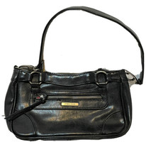 Victorias Secret Small Black Leather Pink Lining Purse Handbag 10.5 x 5.5 - £10.86 GBP