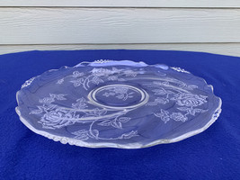 Heisey Rose sandwich plate 14&quot; torte plate etched on Waverly blank, very good - £27.64 GBP