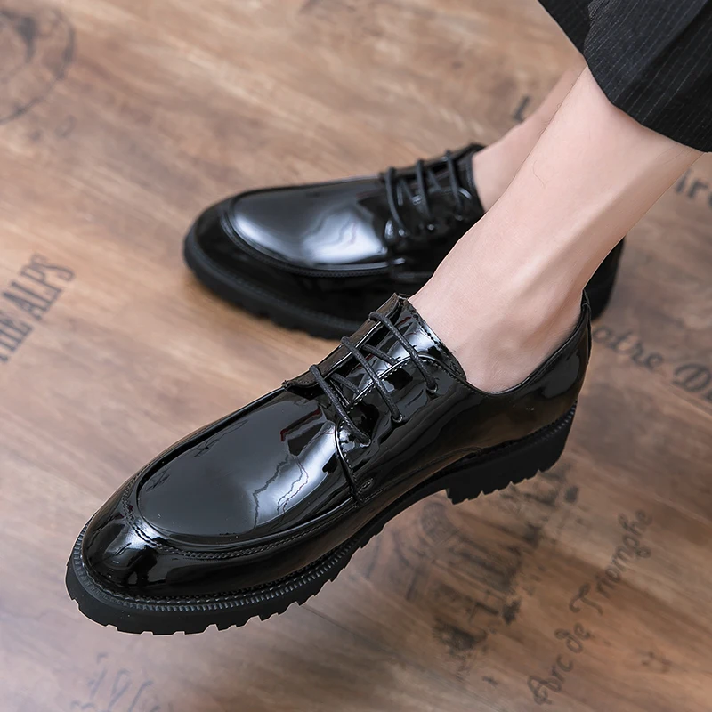 mens casual business wedding formal dresses patent leather shoes -up derby shoe  - £174.16 GBP