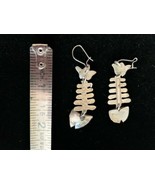 Vintage Mexican Silver Fish Skeleton Earrings - $65.00