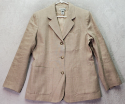 L.L. Bean Blazer Jacket Womens Size 6 Tan Linen Pockets Single Breasted 3 Button - £32.69 GBP