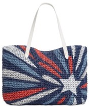 International Concepts Patriotic Tropical Star Straw Tote Blue - £21.76 GBP