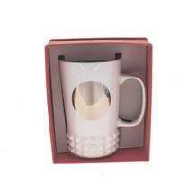 Starbucks White Silver Studded Ceramic Cuff Siren Mug Relief Cup Handle 16oz DOT - £38.14 GBP