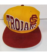 Men&#39;s New Era Crimson USC Trojans Team Script Snapback Hat Rare Style Gold - £69.24 GBP