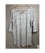 Pure Jill Fit Twist Back Tunic Top White Black Striped Womens Size Medium - $453.53 MXN
