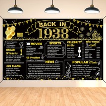85Th Birthday Black Gold Party Decoration, Back In 1938 Banner 85 Year Old Birth - £15.97 GBP