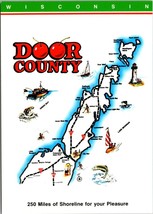 Wisconsin Door County Lake Michigan Map Attractions Cherries Vintage Postcard - £7.51 GBP