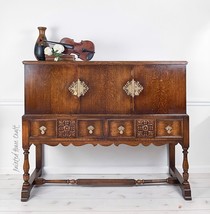 Antique Jacobean Revival Tiger Oak Quarter Sawn Unique Buffet Sideboard ... - £2,222.20 GBP