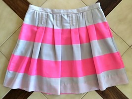 J.CREW Light Gray/Hot Pink Striped Pleated Short Full Skirt (6) NEW - £14.94 GBP