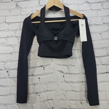 ALO Yoga Top Womens Sz S (4) Black Long Sleeve Cropped Buckle Support NWT  - £38.93 GBP