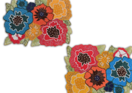 Set Of 6 Multicolor Placemats Floral Tablemats Beaded charger plates 12X... - $157.61