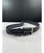 Dockers Mens Woven Black Leather Braided Belt SKU 7530 - £12.14 GBP