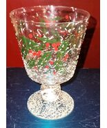Snowy Holly Christms Holiday Drinking Glass Egg Nog Fancy West Virginia ... - $45.99