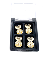 2-Pair .925 Sterling Silver GoldTone Post Earring Backs with hearts atta... - £15.54 GBP