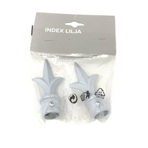 IKEA Index Lilja Curtain Rod Finials Fleur De Lis 200.794.36 White Gray - $15.79