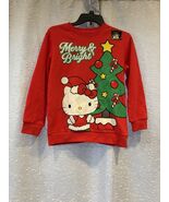 Hello Kitty Christmas Sweatshirt Kids Girls Size Large Red Merry &amp; Brigh... - $44.97 CAD